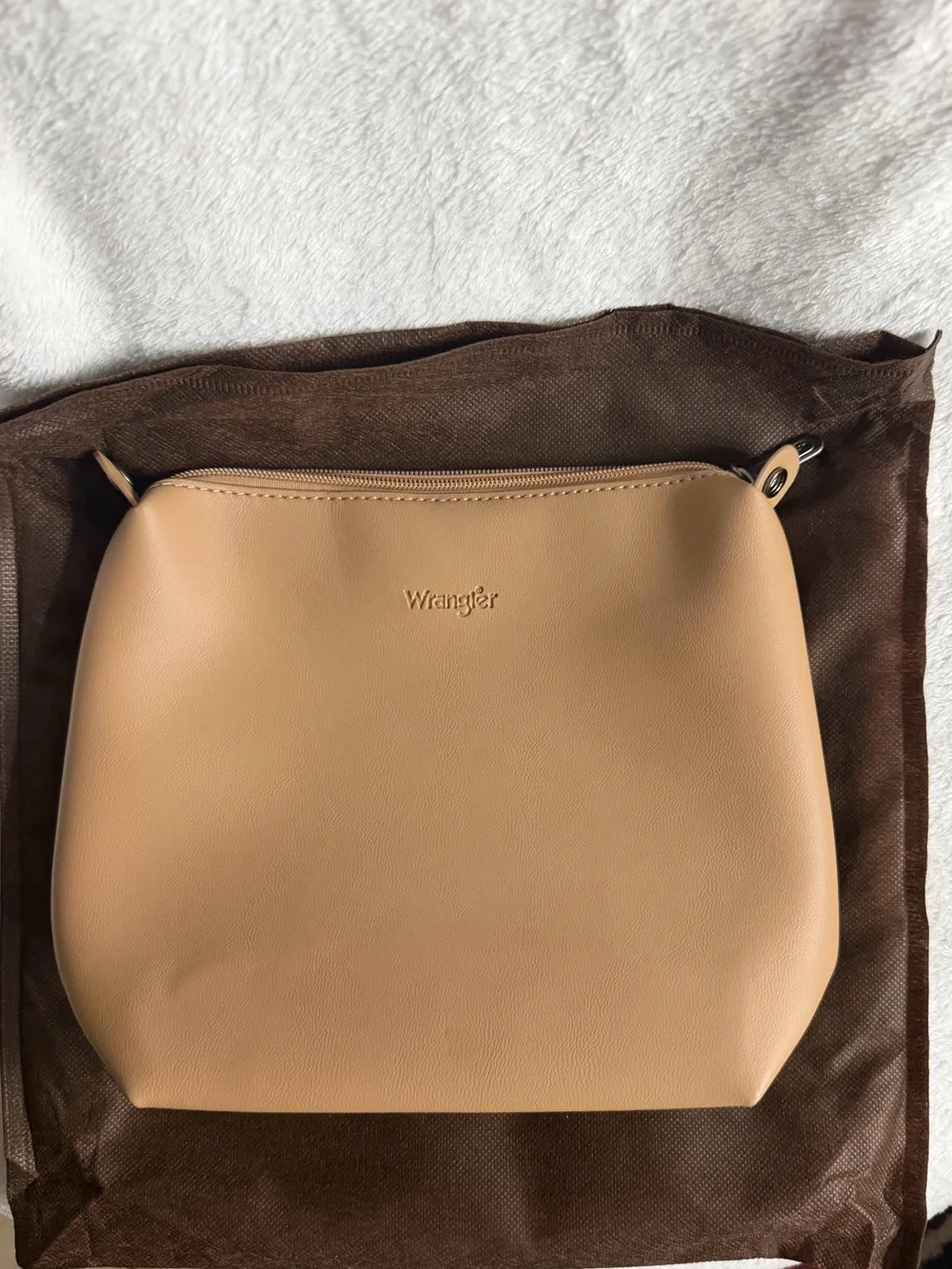 Wrangler Beige/Tan Crossbody Bag - Smooth Faux-Leather